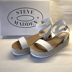 Steve Madden white wedge sandals